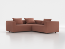 Ecksofa Sereno  inkl. 3 Kissen (70x55 cm), Eckteil links, B 246 x T 235 cm, Bodennah, mit Bezug Wollstoff Elverum Ziegel (85), Eiche