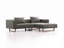 Lounge-Sofa Sereno, B267xT180xH71 cm, Sitzhöhe 43 cm, mit Liegeteil rechts inkl. 2 Kissen (70x55 cm), Kufenfuß Eiche, Wollstoff Elverum Mocca
