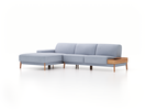 Lounge-Sofa Alani, B 300 x T 179 cm, Liegeteil links, Sitzhöhe in cm 44, mit Bezug Wollstoff Elverum Blaugrau (83), Eiche