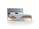 Polsterbett Filomena, 200 x 210 cm, Wollstoff Stavang Kiesel (62), Buche