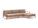 Loungesofa Linera, breit mit Liegeteil rechts, Wollstoff Stavang Haselnuss, Buche