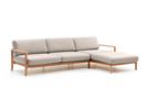 Loungesofa Linera, breit mit Liegeteil rechts, Wollstoff Stavang Sand, Eiche