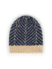Strickmütze aus Alpakawolle und Bio-Baumwolle, strick fischgrat blau/weiß