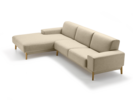 Lounge-Sofa Alani Liegeteil inkl. fixer Armlehne links, Eiche, mit Bezug Leinenstoff Lino Flachs