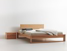 Asanoha Bett mit Betthaupt und Nachtkästchen, Buche