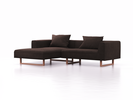 Lounge-Sofa Sereno, B267xT180xH71 cm, Sitzhöhe 43 cm, mit Liegeteil links inkl. 2 Kissen (70x55 cm), Kufenfuß Buche, Wollstoff Stavang Torf