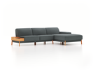 Lounge-Sofa Alani, B 300 x T 179 cm, Liegeteil rechts, Sitzhöhe in cm 44, mit Bezug Wollstoff Elverum Grüngrau (84), Buche