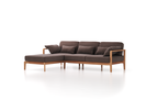 Loungesofa Linera, schmal mit Liegeteil links, Wollstoff Tano Natur Dunkel (81), Eiche