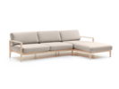 Loungesofa Linera, breit mit Liegeteil rechts, Wollstoff Stavang Sand, Esche