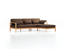 Loungesofa Linera, schmal mit Liegeteil rechts, Wollstoff Stavang Torf (64), Buche