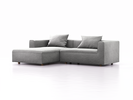 Lounge-Sofa Sereno, bodennah, B267xT180xH71 cm, Sitzhöhe 43 cm, mit Liegeteil links inkl. 2 Kissen (70x55 cm), Eiche, Wollstoff Kaland Kiesel