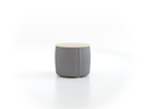 Sofatisch/Hocker Tambor mit Stauraum u. Holzdeckel, H 34,3 cm, Ø 39 cm, Bezug Wollstoff Stavang Kiesel (62), Esche