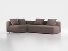 Ecksofa Sereno mit Schlaffunktion inkl. 4 Kissen (70x55 cm), Bodennah, B 300 x T180 cm, Eckteil links, mit Bezug Wollstoff Tano Natur Dunkel (81), Buche