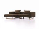 Lounge-Sofa Sereno, B267xT180xH71 cm, Sitzhöhe 43 cm, mit Liegeteil links inkl. 2 Kissen (70x55 cm), Kufenfuß Eiche, Wollstoff Kaland Torf