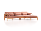 Loungesofa Linera, breit mit Liegeteil rechts, Wollstoff Elverum Ziegel (85), Buche