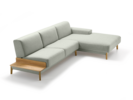 Lounge-Sofa Alani Liegeteil inkl. fixer Armlehne rechts, Eiche, mit Bezug Leinenstoff Lino Jade