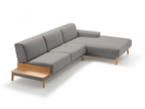 Lounge-Sofa Alani Liegeteil inkl. fixer Armlehne rechts, Buche, mit Bezug Leinenstoff Lino Schiefer