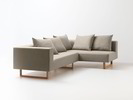 Ecksofa Sereno mit Liegeteil, inkl. 4 Kissen (70x55 cm), Liegeteil rechts, Kufenfuß, mit Bezug Wollstoff Tano Natur, Eiche