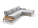 Lounge-Sofa Alani Liegeteil inkl. fixer Armlehne rechts, Eiche, mit Bezug Wollstoff Tartini Kiesel