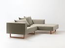 Lounge-Sofa Sereno inkl. 2 Kissen (70x55 cm), Liegeteil rechts, Kufenfuß, mit Bezug Wollstoff Tano Natur, Eiche