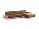 Lounge-Sofa Alani Liegeteil inkl. fixer Armlehne rechts, 340x179x82 cm, Sitzhöhe 44 cm, Eiche, mit Bezug Wollstoff Stavang Haselnuss