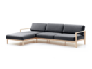 Loungesofa Linera, breit mit Liegeteil links, Wollstoff Stavang Schiefer, Esche