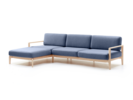 Loungesofa Linera, breit mit Liegeteil links, Wollstoff Elverum Ozean, Esche