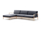 Loungesofa Linera, breit mit Liegeteil links, Wollstoff Kaland Schiefer, Esche