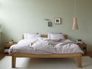 Bett & Bettkästchen Stefano in Eiche, Teppich Ambo naturweiß