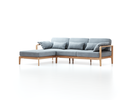 Loungesofa Linera, schmal mit Liegeteil links, Wollstoff Kaland Kiesel (68), Eiche