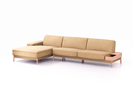 Lounge-Sofa Alani Liegeteil inkl. fixer Armlehne links, 179x340x82 cm, Sitzhöhe 44 cm, Buche, mit Bezug Wollstoff Elverum Haselnuss