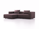 Lounge-Sofa Sereno, bodennah, B267xT180xH71 cm, Sitzhöhe 43 cm, mit Liegeteil links inkl. 2 Kissen (70x55 cm), Eiche, Wollstoff Elverum Pflaume
