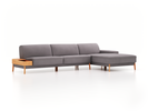 Lounge-Sofa Alani, B 340 x T 179 cm, Liegeteil rechts, Sitzhöhe in cm 44, mit Bezug Wollstoff Stavang Kiesel (62), Buche