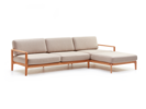 Loungesofa Linera, breit mit Liegeteil rechts, Wollstoff Elverum Haselnuss, Buche