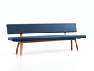 Polsterbank Mirato mit Rückenlehne, Buche, Bezug Wollstoff Elverum Ozean, L 240 x T 56,5 x H 86 cm