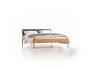 Bett Almeno mit Kopfhaupt inkl. abnehmbare Housse, 160 x 200 cm, Wollstoff Elverum Mocca (73), Buche