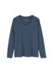 Schlafshirt aus Bio-Baumwolle, blau/natur melange ringel