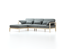 Loungesofa Linera, schmal mit Liegeteil links, Wollstoff Elverum Mocca (73), Esche