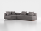 Ecksofa Sereno mit Schlaffunktion inkl. 4 Kissen (70x55 cm), Bodennah, B 300 x T180 cm, Eckteil links, mit Bezug Wollstoff Elverum Mocca (73), Buche