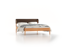 Bett Alwy mit Polsterbetthaupt, 160 x 200 cm, Wollstoff Stavang Torf (64), Buche