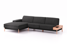 Lounge-Sofa Alani Liegeteil inkl. fixer Armlehne links, 179x300x82 cm, Sitzhöhe 44 cm, Buche, mit Bezug Wollstoff Stavang Mocca