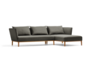 Lorea Lounge-Sofa, Liegeteil rechts, Buche, mit Bezug Wollstoff Stavang Mocca