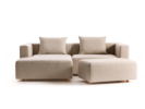 Hocker Sereno mit Bezug Wollstoff Tano Natur Hell, Buche