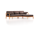 Loungesofa Linera, schmal mit Liegeteil rechts, Wollstoff Tano Natur Dunkel (81), Buche