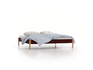 Bett Lorea ohne Betthaupt, 200 x 200 cm, Wollstoff Kaland Ziegel (72), Eiche