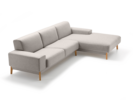 Lounge-Sofa Alani, Liegeteil rechts, Sitzhöhe in cm 44, mit Bezug Wollstoff Tano Natur, Buche