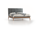 Polsterbett Filomena, 180 x 200 cm, Wollstoff Elverum Mocca (73), Eiche
