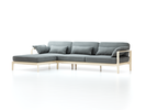 Loungesofa Linera, breit mit Liegeteil links, Wollstoff Elverum Mocca (73), Esche