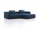 Lounge-Sofa Sereno, bodennah, B267xT180xH71 cm, Sitzhöhe 43 cm, mit Liegeteil rechts inkl. 2 Kissen (70x55 cm), Eiche, Wollstoff Elverum Ozean