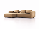 Lounge-Sofa Sereno, bodennah, B297xT180xH71 cm, Sitzhöhe 43 cm, mit Liegeteil links inkl. 3 Kissen (70x55 cm), Eiche, Wollstoff Elverum Haselnuss